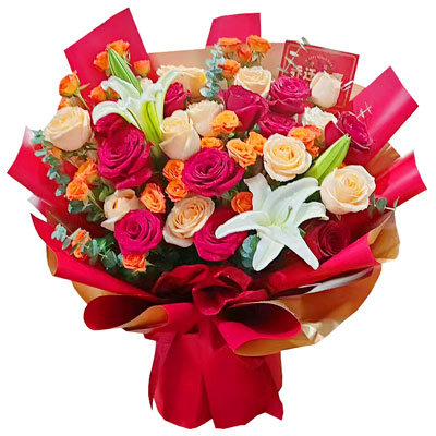 张家界19朵玫瑰百合，爱情永不凋零