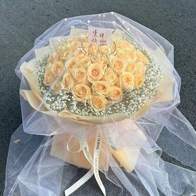张家界52朵香槟玫瑰满天星，你就是我的全部