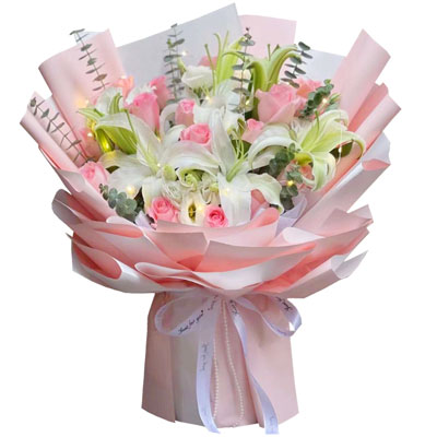 张家界16朵粉玫瑰百合，感情稳定坚固
