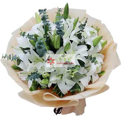 张家界9支白色多头百合，祝福你幸福